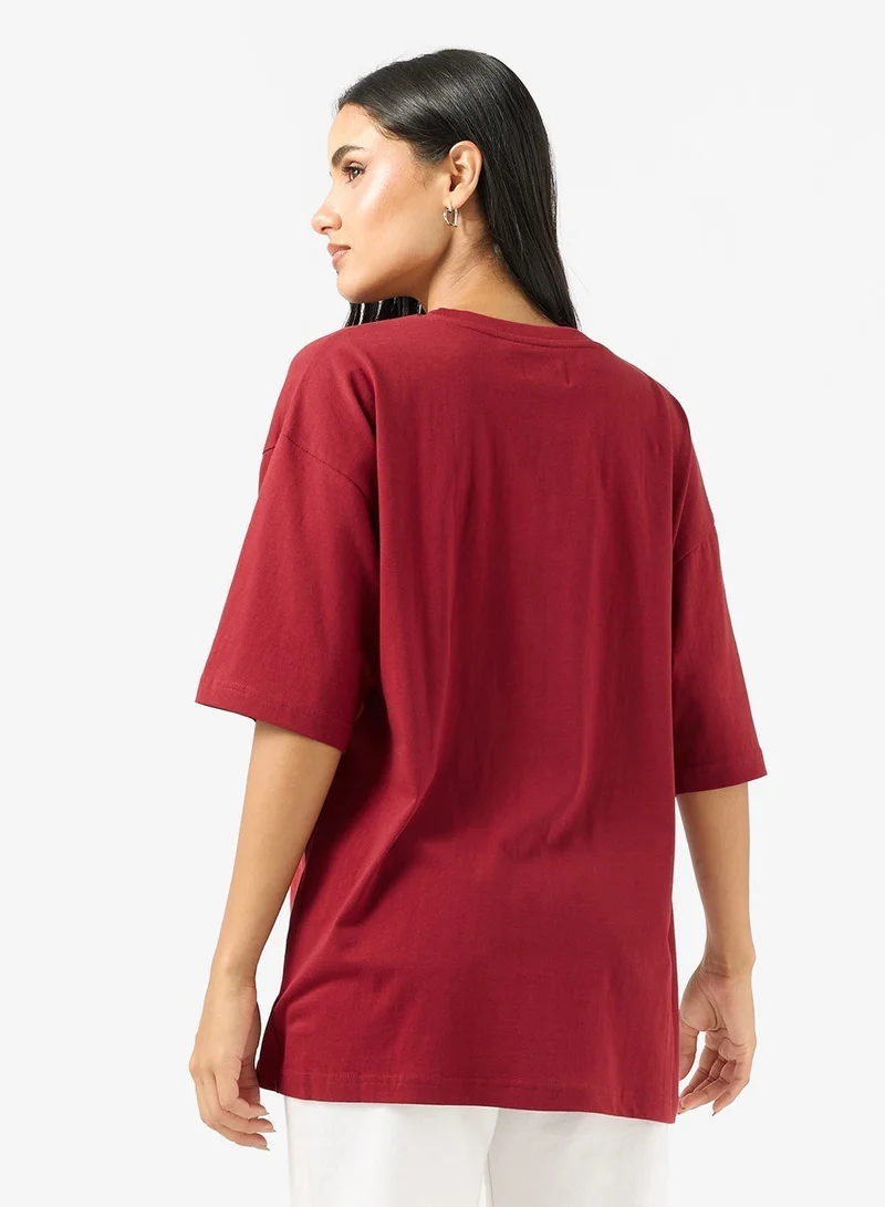 Ginger Crew Neck Slogan T-Shirt