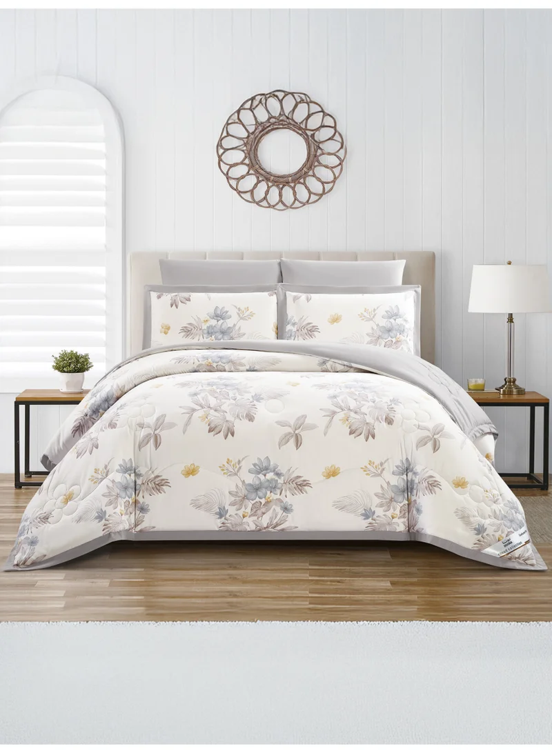 Doona Bedding Comforter Set - 6 Pcs Fits 200 x 200 cm King Size Bed -Printed Bedding Set-All Season- Brushed Microfiber.