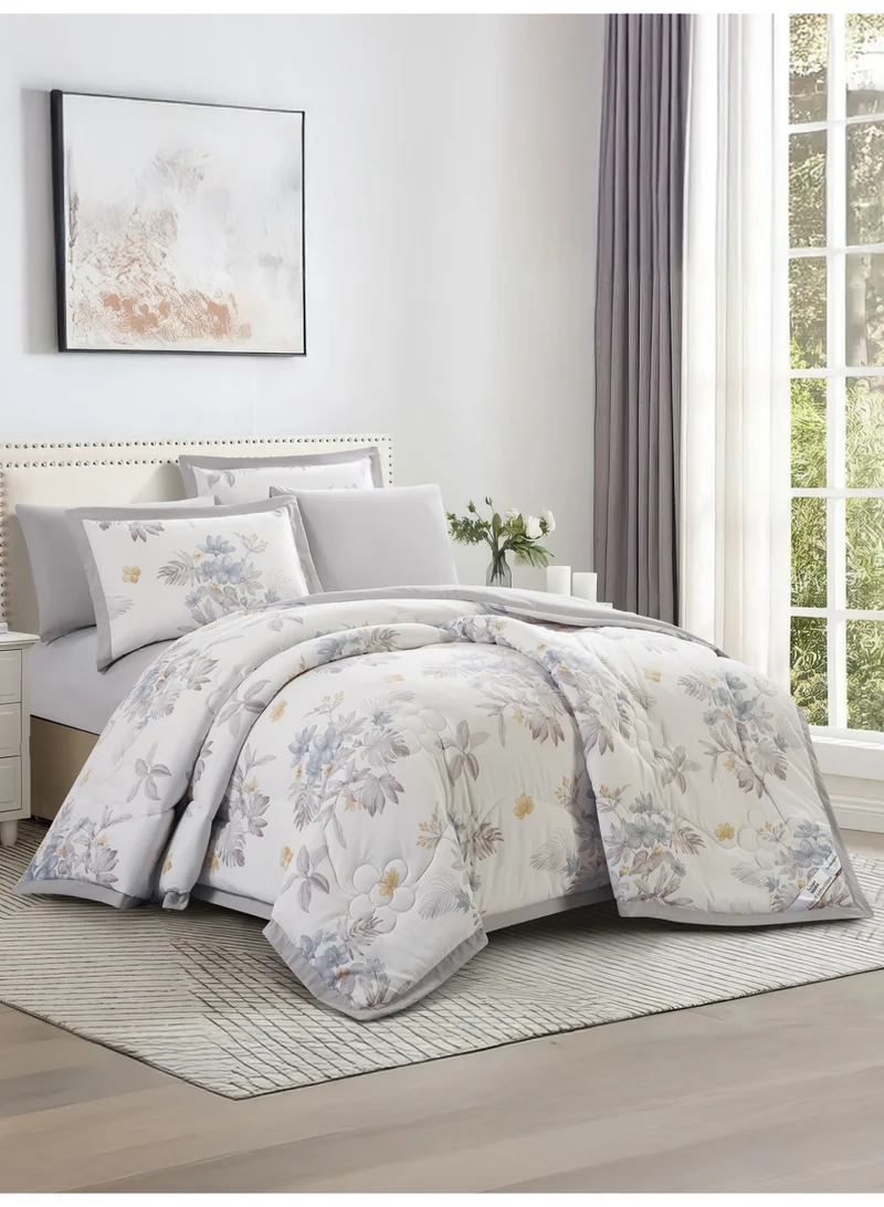 Doona Bedding Comforter Set - 6 Pcs Fits 200 x 200 cm King Size Bed -Printed Bedding Set-All Season- Brushed Microfiber.