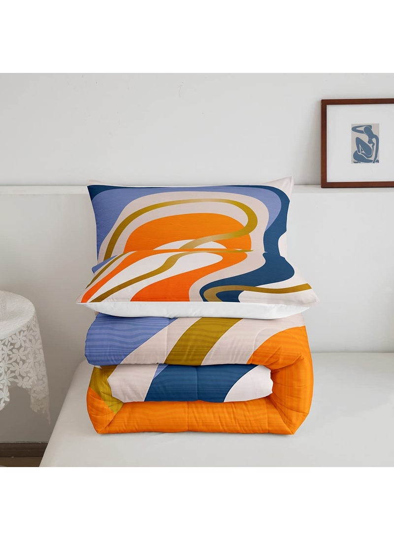 Erosebridal Erosebridal Colorful Ombre Bedding Full Aesthetic Minimalism Comforter Set  Modern Abstract Art Bedding Sets & Collections Multicolor Geometric Stripe Down Comforter  Gold Orange Blue Gradient Bed Set  - Image 5