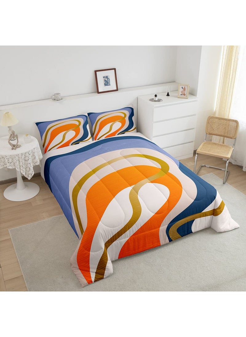 Erosebridal Erosebridal Colorful Ombre Bedding Full Aesthetic Minimalism Comforter Set  Modern Abstract Art Bedding Sets & Collections Multicolor Geometric Stripe Down Comforter  Gold Orange Blue Gradient Bed Set  - Image 3