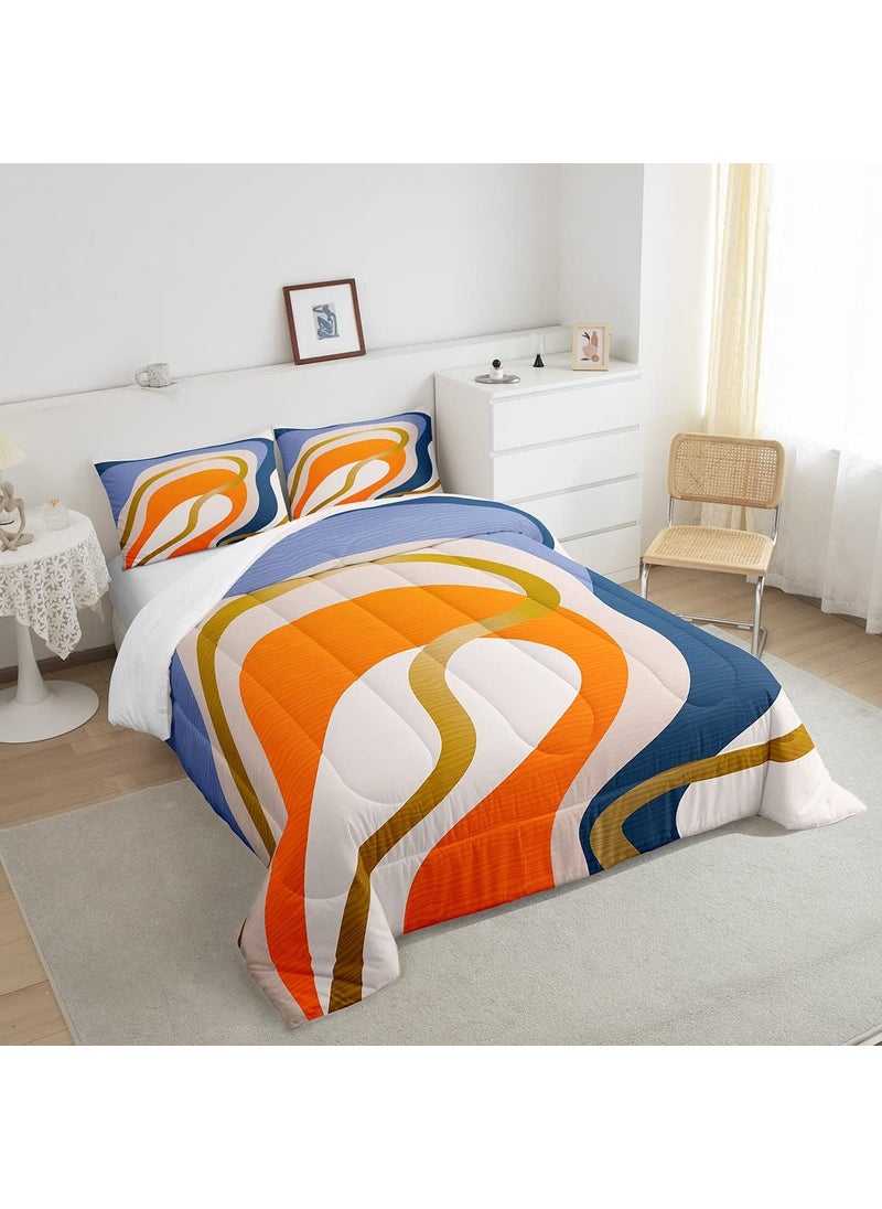 Erosebridal Erosebridal Colorful Ombre Bedding Full Aesthetic Minimalism Comforter Set  Modern Abstract Art Bedding Sets & Collections Multicolor Geometric Stripe Down Comforter  Gold Orange Blue Gradient Bed Set  - Image 4