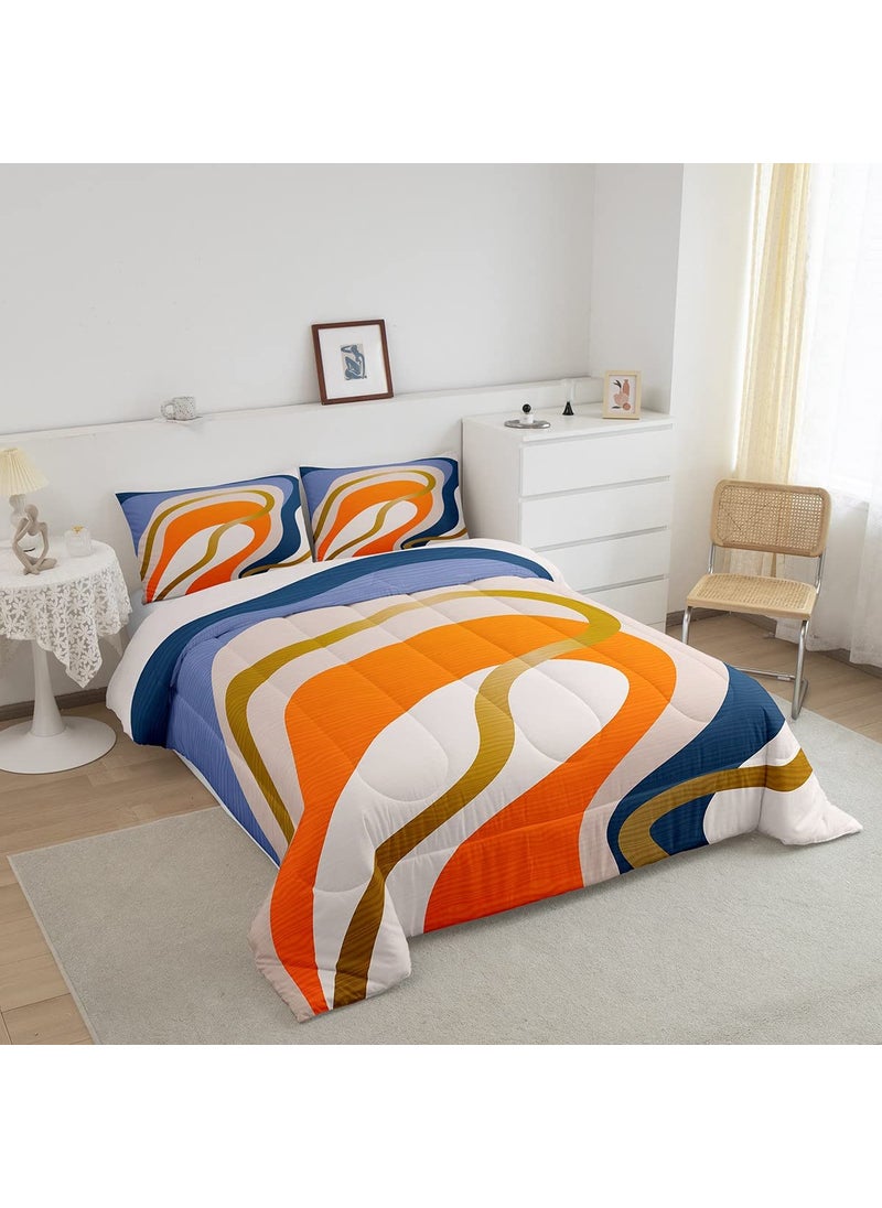 Erosebridal Erosebridal Colorful Ombre Bedding Full Aesthetic Minimalism Comforter Set  Modern Abstract Art Bedding Sets & Collections Multicolor Geometric Stripe Down Comforter  Gold Orange Blue Gradient Bed Set  - Image 2