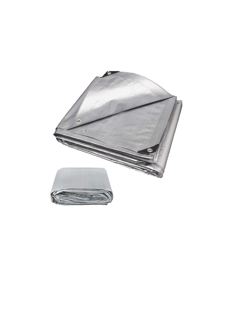 Waterproof Ground Cover Tent Shelter Dust-proof Rain Cover Tarpaulin Sheet (20 x 20, SILVER) - Image 1