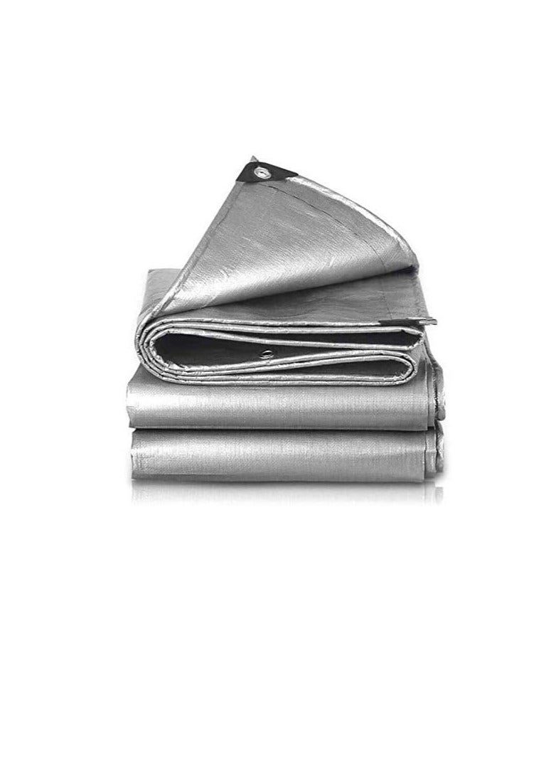 Waterproof Ground Cover Tent Shelter Dust-proof Rain Cover Tarpaulin Sheet (20 x 20, SILVER) - Image 3