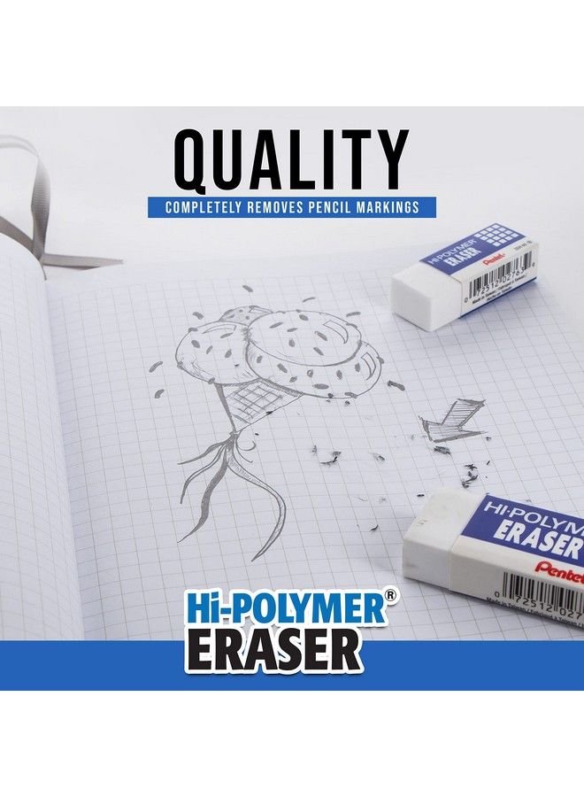 Pentel Hipolymer Erasers White Pack Of 4 - Image 5