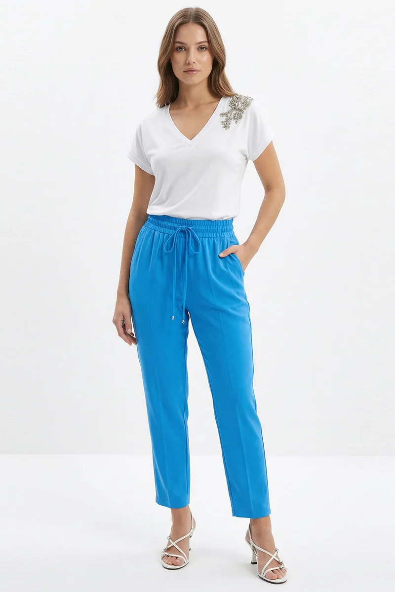 اكسيكيوز بنطال فيروزي بقصة عادية وقصة ضيقة مع رباط عند الخصر وجيوب