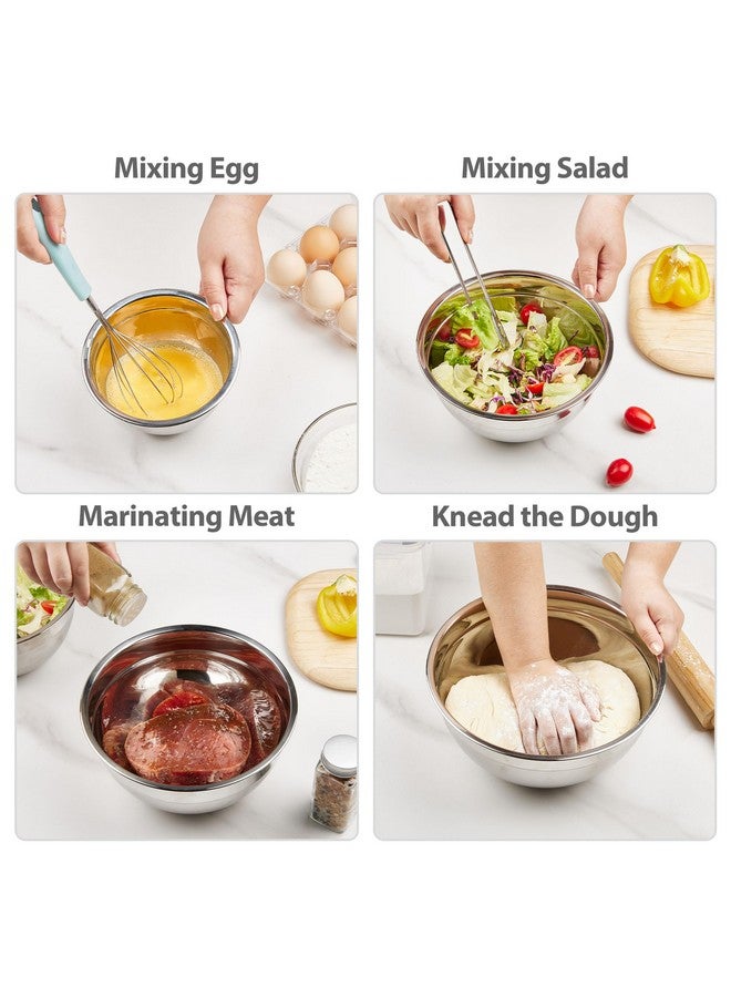 YIHONG YIHONG 7 Piece Metal Mixing Bowls with Lids for Kitchen, Stainless Steel Set Ideal for Baking, Prepping, Cooking and Serving Food, Nesting Design for Space Saving Storage  - Image 3