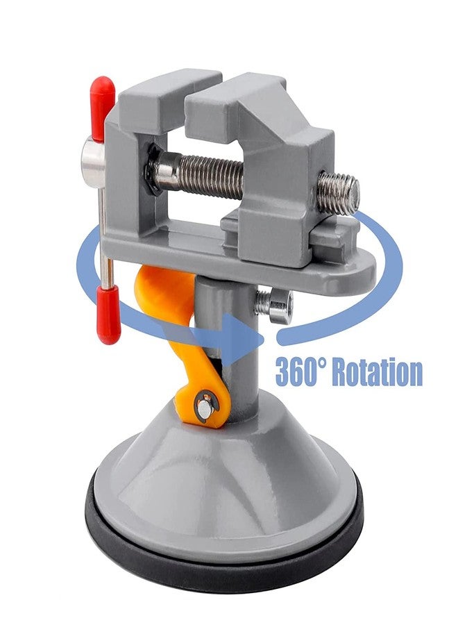 Mesee Mini Drill Press Vice with Suction Cup, Adjustable Carving Vise 360 Degrees Rotation Walnut Clamp Rotatable Table Bench Vice Clip On Tool for Jewelry Nuclear DIY Craft Sculpture - Grey - Image 3