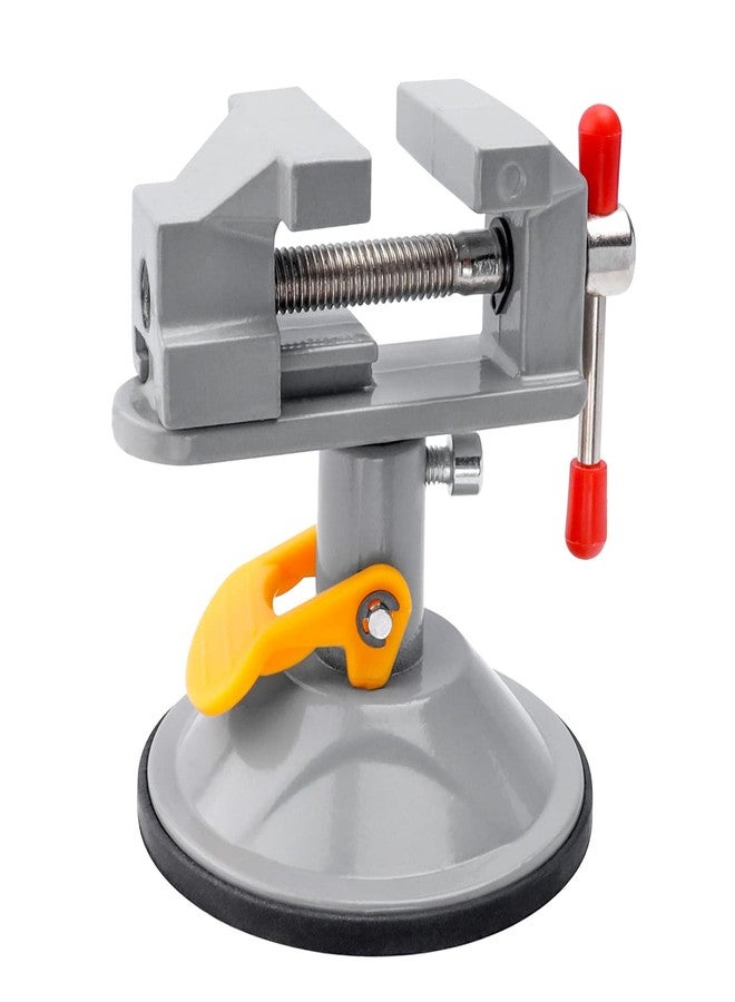 Mesee Mini Drill Press Vice with Suction Cup, Adjustable Carving Vise 360 Degrees Rotation Walnut Clamp Rotatable Table Bench Vice Clip On Tool for Jewelry Nuclear DIY Craft Sculpture - Grey - Image 1