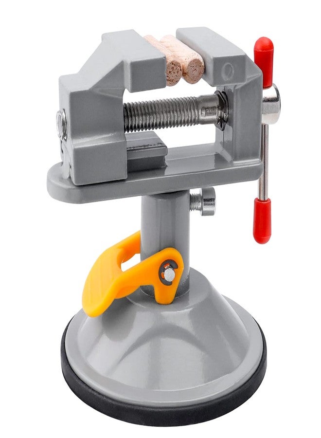 Mesee Mini Drill Press Vice with Suction Cup, Adjustable Carving Vise 360 Degrees Rotation Walnut Clamp Rotatable Table Bench Vice Clip On Tool for Jewelry Nuclear DIY Craft Sculpture - Grey - Image 5