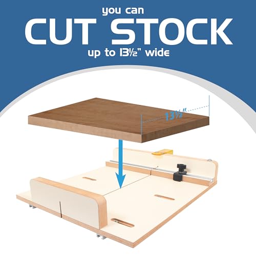 Fulton Woodworking Tools Fulton MDF Crosscut Sled for Table Saw | Precise Cuts Woodworking Jig | Aluminum Miter Slot Runners | Adjustable Stop & Transparent Guard | Cut Accurate Miters - Image 4