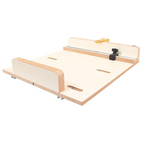 Fulton Woodworking Tools Fulton MDF Crosscut Sled for Table Saw | Precise Cuts Woodworking Jig | Aluminum Miter Slot Runners | Adjustable Stop & Transparent Guard | Cut Accurate Miters - Image 1
