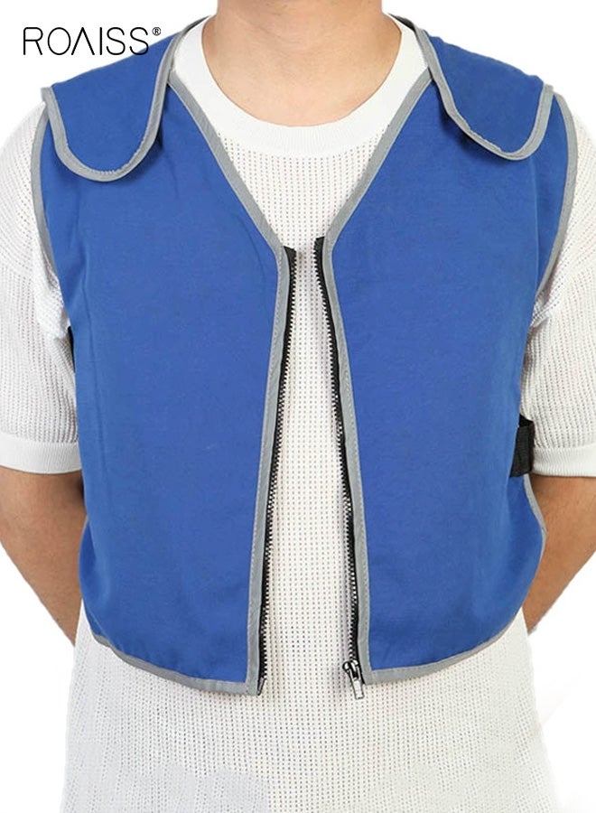 roaiss Summer Safety Vest with 4PCS Ice Packs Ice Cooling Vest for Men Women Cool Vest for Hot Weather Work Kitchen Outdoor Heat-Resistant Breathable Cooling Clothing Blue - Image 1