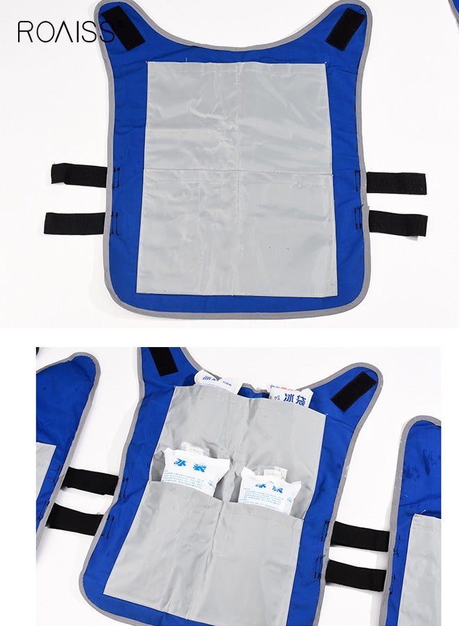 roaiss Summer Safety Vest with 4PCS Ice Packs Ice Cooling Vest for Men Women Cool Vest for Hot Weather Work Kitchen Outdoor Heat-Resistant Breathable Cooling Clothing Blue - Image 4