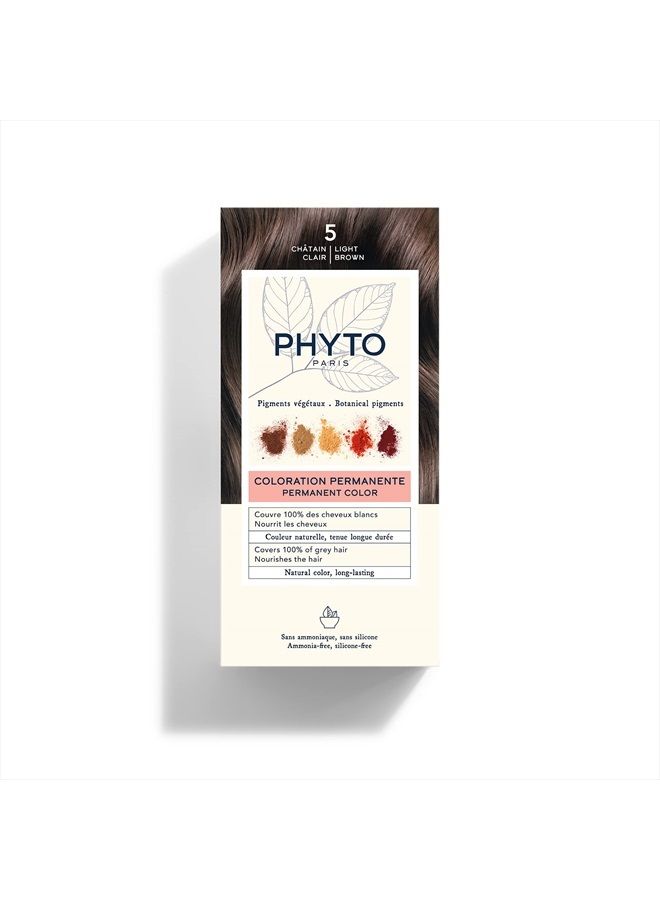 Phytocolor Permanent Hair Color, 5 Light Brown, with Botanical Pigments, 100% Grey Hair Coverage, Ammonia-free, PPD-free, Resorcin-free, 0.42 oz. - Image 3