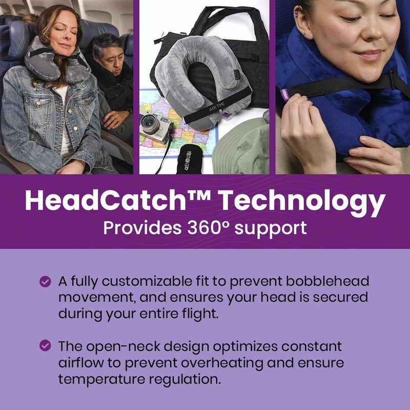 Cabeau Inflatable Travel Pillow â€“ Air TNE â€“ Adjustable, Lightweight, and Supportive for Sleeping on Airplanes, Trains, and Carsâ€“ Customized Fit and Compact Carrying Case (Royal Blue) - Image 3