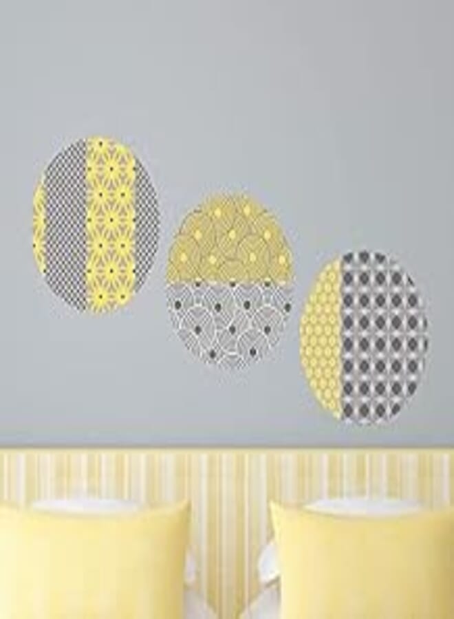 Decorative Ornamental circle sticker - Yellow and grey (3pieces 35x100cm) 