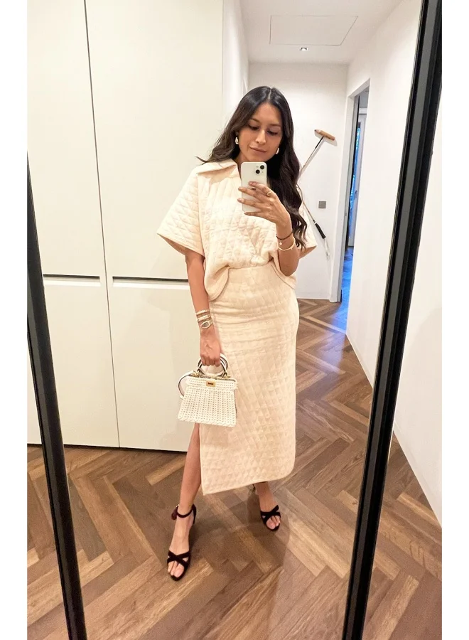 NeceSera Off White Quilted Co-ord Set