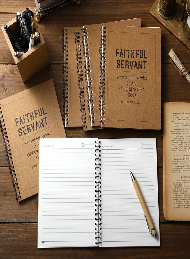 Epakh 6 Pcs Christian Notebooks Gifts Bulk 7.8" x 5.9" Religious Faithful Servant Journal Spiral Notebooks Volunteers Appreciation Pastor Church Gifts for Men Church Sunday School Bible Study - Image 3