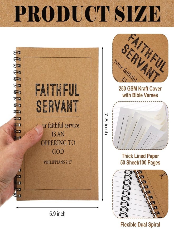 Epakh 6 Pcs Christian Notebooks Gifts Bulk 7.8" x 5.9" Religious Faithful Servant Journal Spiral Notebooks Volunteers Appreciation Pastor Church Gifts for Men Church Sunday School Bible Study - Image 2