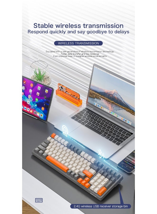 Free Wolf K8 Mechanical Keyboard - Wireless 2.4G Bluetooth Triple-Mode Hot-Swappable Gaming Keyboard - Image 5