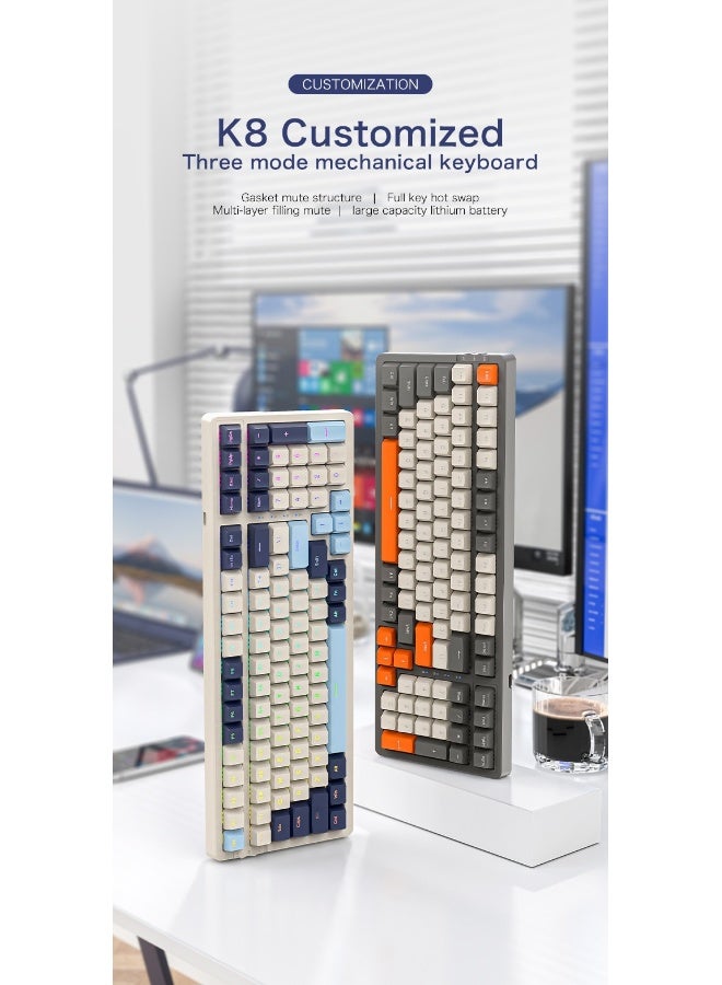 Free Wolf K8 Mechanical Keyboard - Wireless 2.4G Bluetooth Triple-Mode Hot-Swappable Gaming Keyboard - Image 2