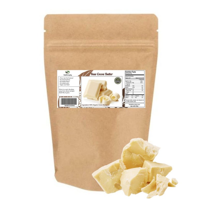 1 Lb Cocoa Butter  Pure Raw Unprocessed Incredible Quality and Scent Use for Lotion Cream Lip Balm Oil Stick or Body Butter NONGMO By SaaQin imported from Peru