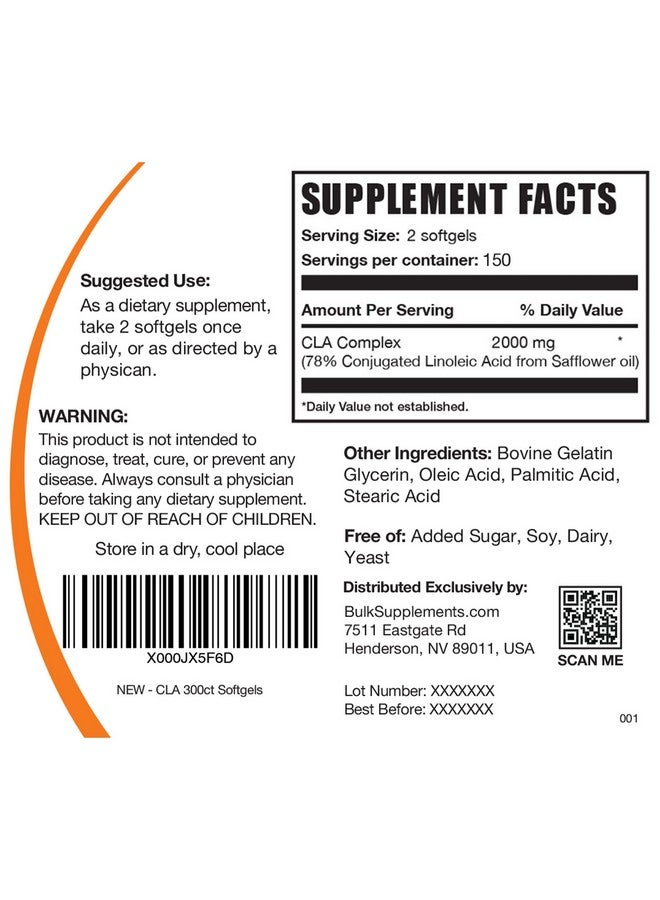 BULKSUPPLEMENTS.COM Conjugated Linoleic Acid Cla 1000Mg Softgels Cla Supplements Cla Safflower Capsules Cla Pills 2 Cla Softgels Per Serving 150Day Supply (300 Softgels) - Image 3