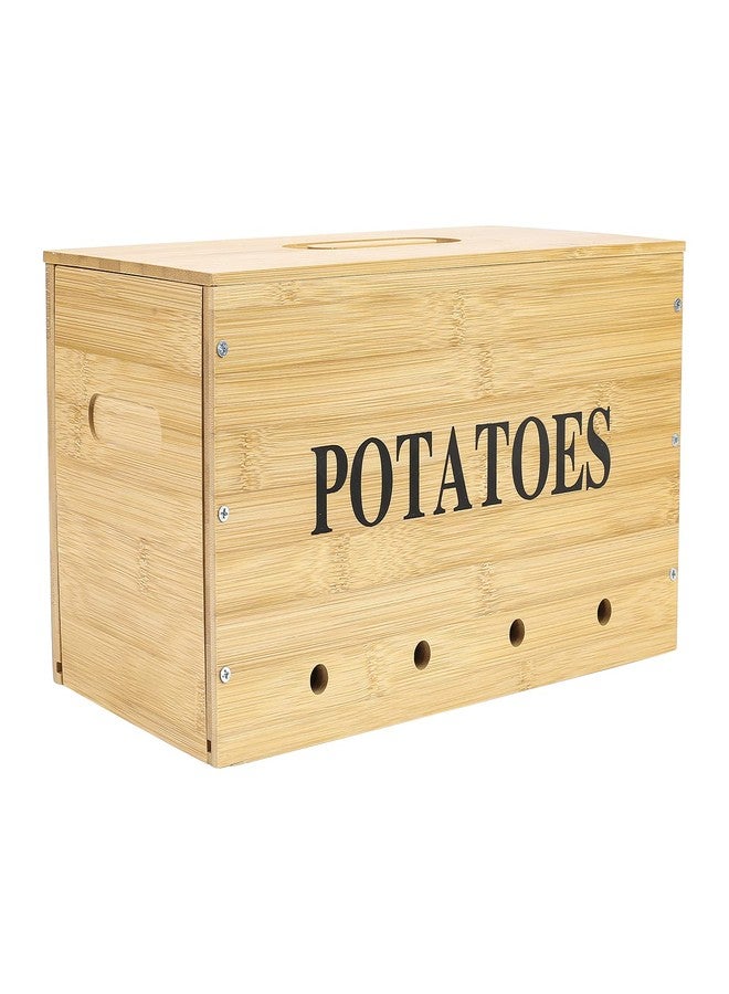 Xbopetda Potato Storage, Bamboo Storage Bin for Potato, Kitchen Storage Canister with Wooden Lid & Aerating Storage Holes - Kitchen Pantry Organizer Box Fruit Vegetable Fresh Keeper (Needed Assemble) - Image 1