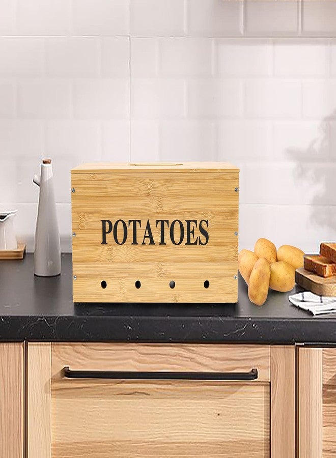 Xbopetda Potato Storage, Bamboo Storage Bin for Potato, Kitchen Storage Canister with Wooden Lid & Aerating Storage Holes - Kitchen Pantry Organizer Box Fruit Vegetable Fresh Keeper (Needed Assemble) - Image 3