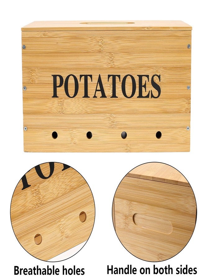 Xbopetda Potato Storage, Bamboo Storage Bin for Potato, Kitchen Storage Canister with Wooden Lid & Aerating Storage Holes - Kitchen Pantry Organizer Box Fruit Vegetable Fresh Keeper (Needed Assemble) - Image 2