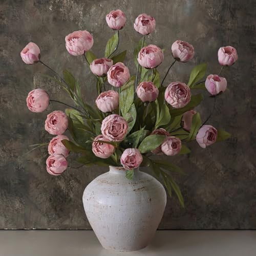 VIERENA 6 Pcs Faux Silk Peony Artificial Flowers for Vase 27 Bulk Fake Peonies Branches with Stems for DIY Bouquet Centerpieces Wedding Fillers Arrangements Shower Decorations Blush Pink - Image 1