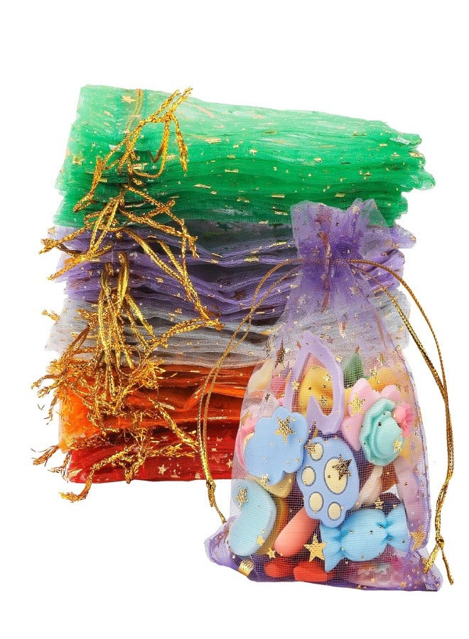 Generic Moon Star Organza Bags 4x5, 50 Pcs Mesh Bags Drawstring, Small Mesh Gift Bags, Drawstring Gift Bags,Wedding Favor Bags,Candy Bags Pouches for Party, Birthday,Festival, Soaps, Makeup,Wrapping Supplies  - Image 1