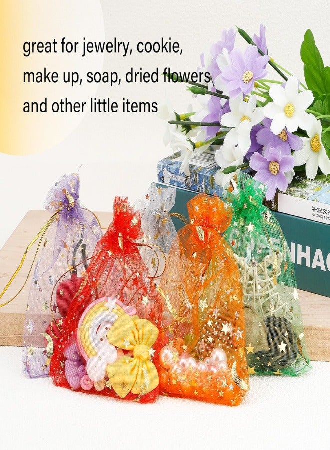 Generic Moon Star Organza Bags 4x5, 50 Pcs Mesh Bags Drawstring, Small Mesh Gift Bags, Drawstring Gift Bags,Wedding Favor Bags,Candy Bags Pouches for Party, Birthday,Festival, Soaps, Makeup,Wrapping Supplies  - Image 2