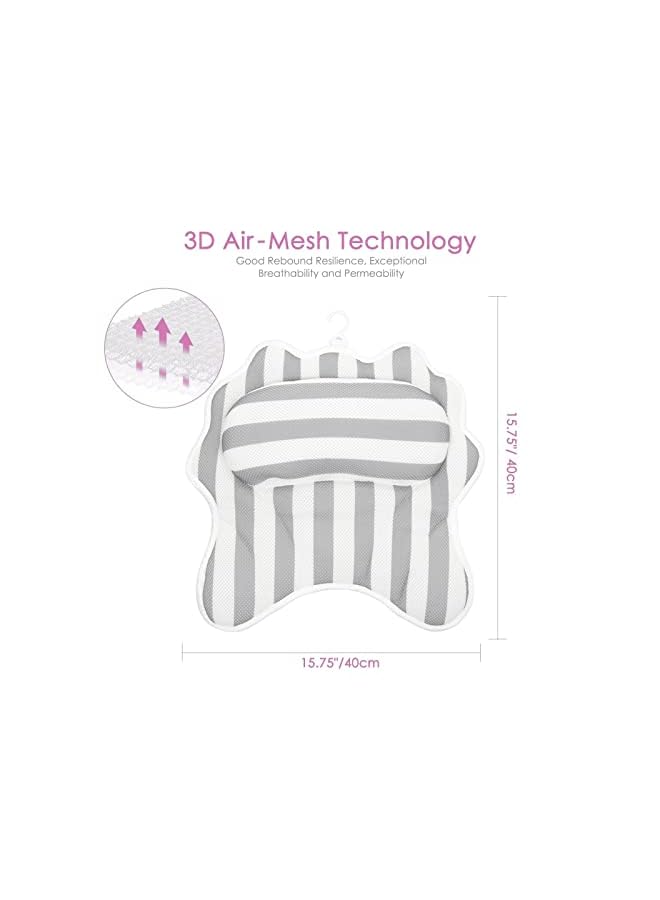 Raxoom Bath Pillow for Tub & SPA - Ergonomic Bathtub Cushion for Neck, Head & Shoulders with Breathable Quilted Air Mesh/ 6 Strong Suction Cups/Hanger/Machine Washable Material - Image 2