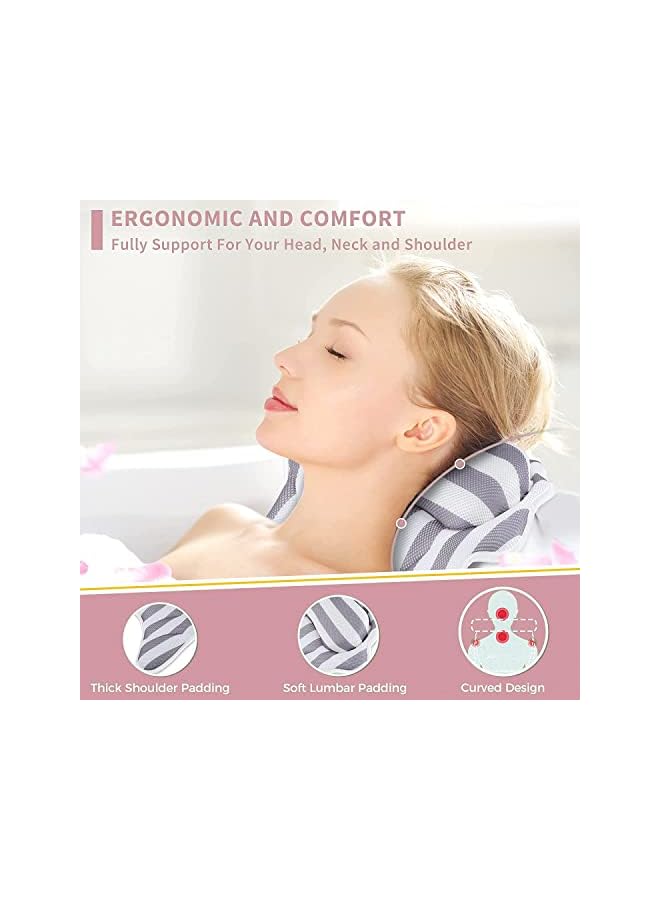 Raxoom Bath Pillow for Tub & SPA - Ergonomic Bathtub Cushion for Neck, Head & Shoulders with Breathable Quilted Air Mesh/ 6 Strong Suction Cups/Hanger/Machine Washable Material - Image 4