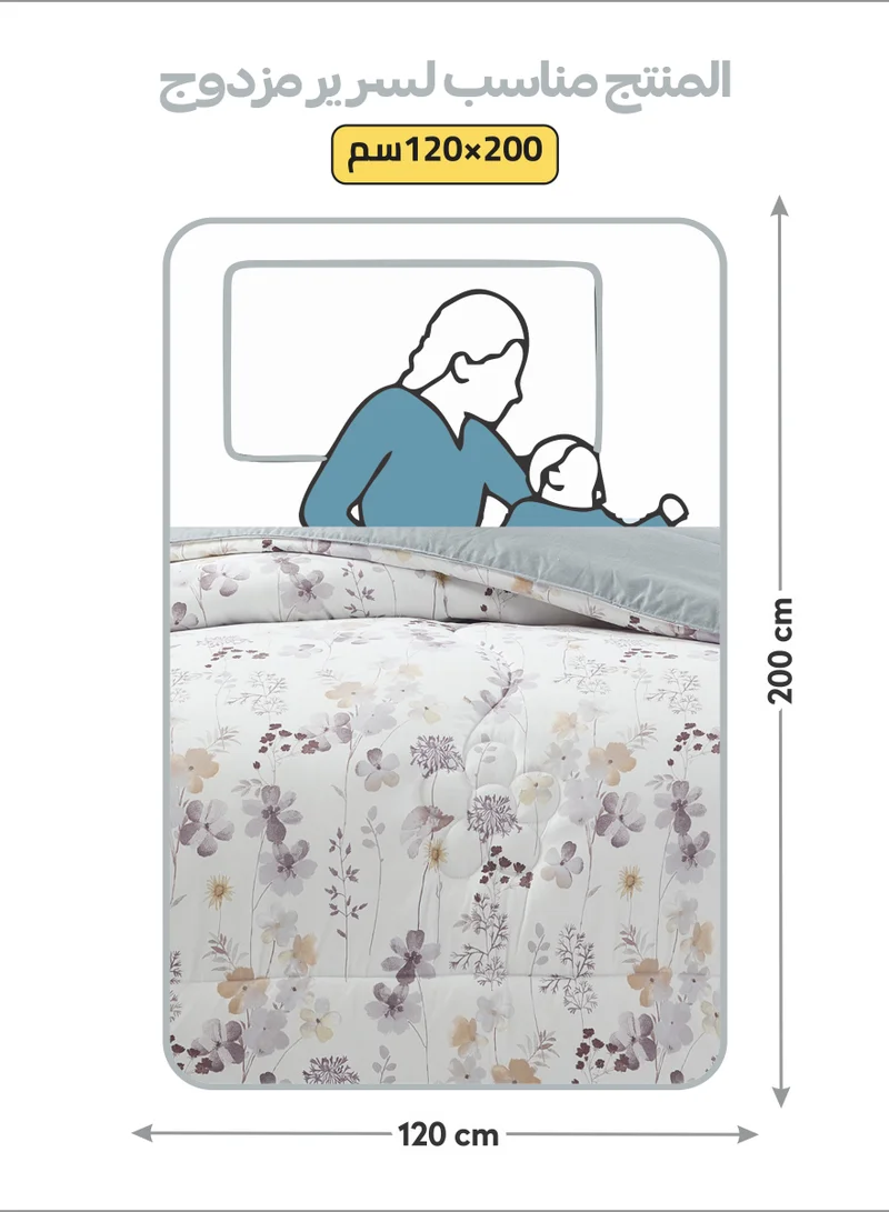 Donetella Bedding Comforter Set Single Size, 4-Pcs Bed Set Fits 120x200 Cms -Printed Bedding Set-All Season- Brushed Microfiber (طقم مفرش سرير فندقي)