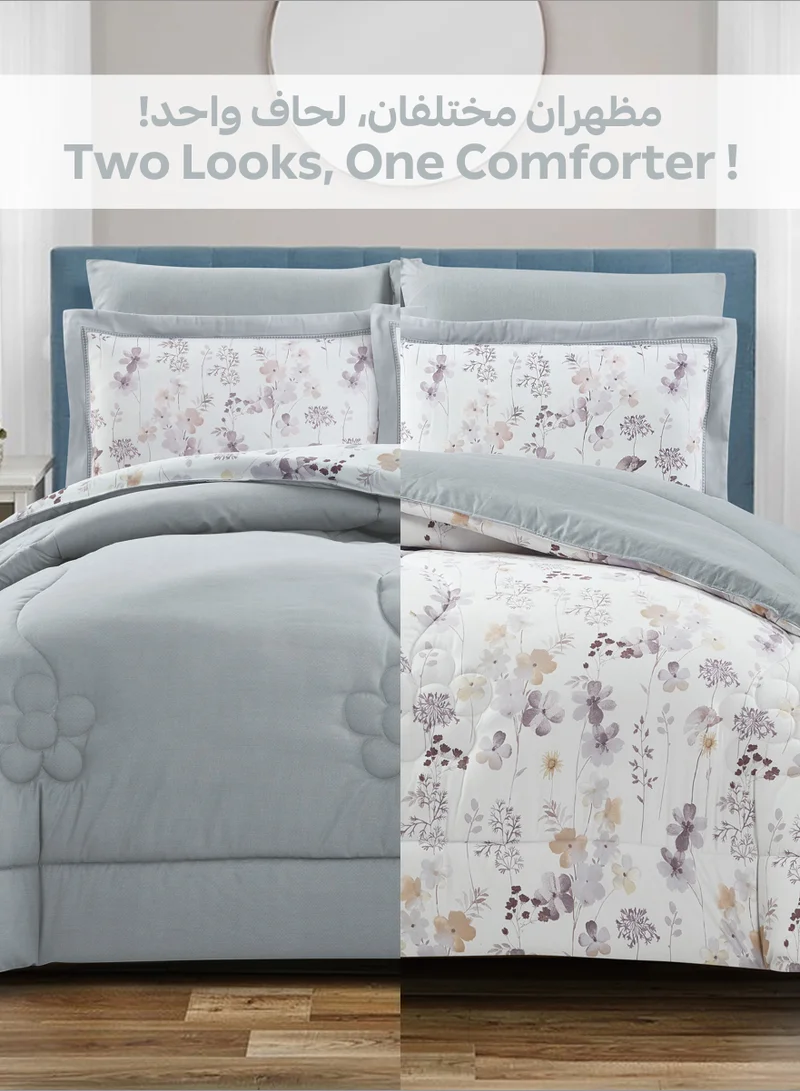 Donetella Bedding Comforter Set Single Size, 4-Pcs Bed Set Fits 120x200 Cms -Printed Bedding Set-All Season- Brushed Microfiber (طقم مفرش سرير فندقي)