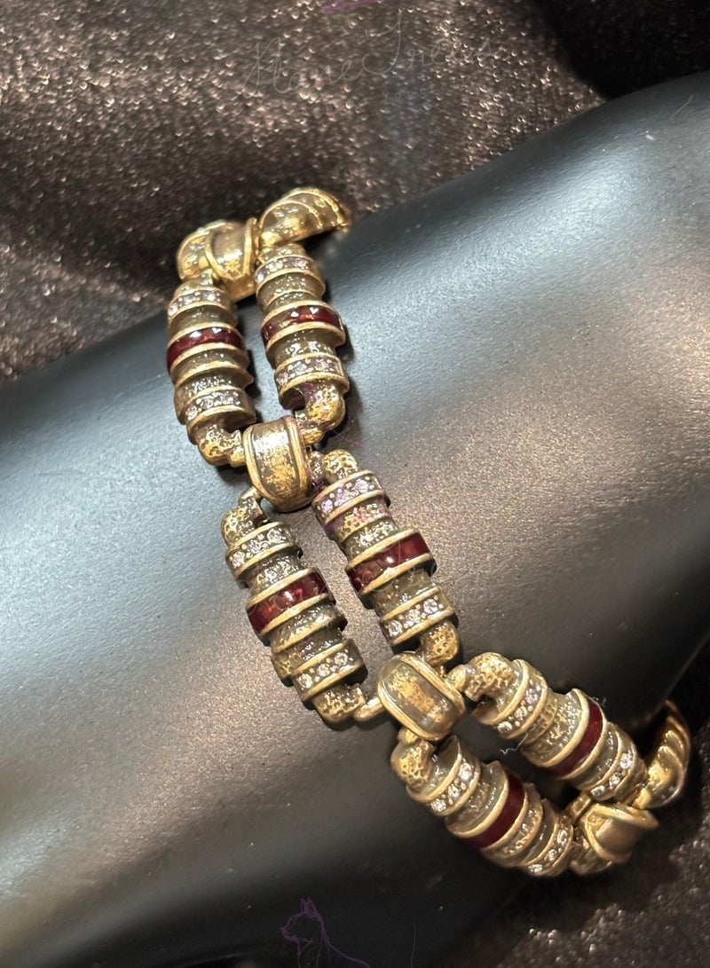 PLANE TREES Vintage Link Bracelet – Retro Gold Chain Design with Crystal Accents – Unisex Steampunk Jewelry for Men & Women, Gift, Statement Fashion - Image 2