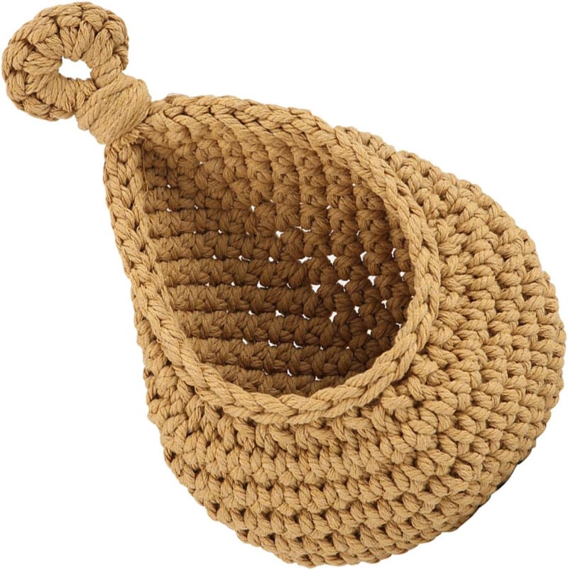 Multifunctional Hanging Vegetable and Fruit Basket, Teardrop-shaped Flax Storage Holder, Natural Color 38x30cm for Kitchen Organization and Food Storage - Image 1