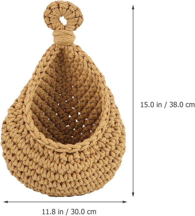 Multifunctional Hanging Vegetable and Fruit Basket, Teardrop-shaped Flax Storage Holder, Natural Color 38x30cm for Kitchen Organization and Food Storage - Image 2
