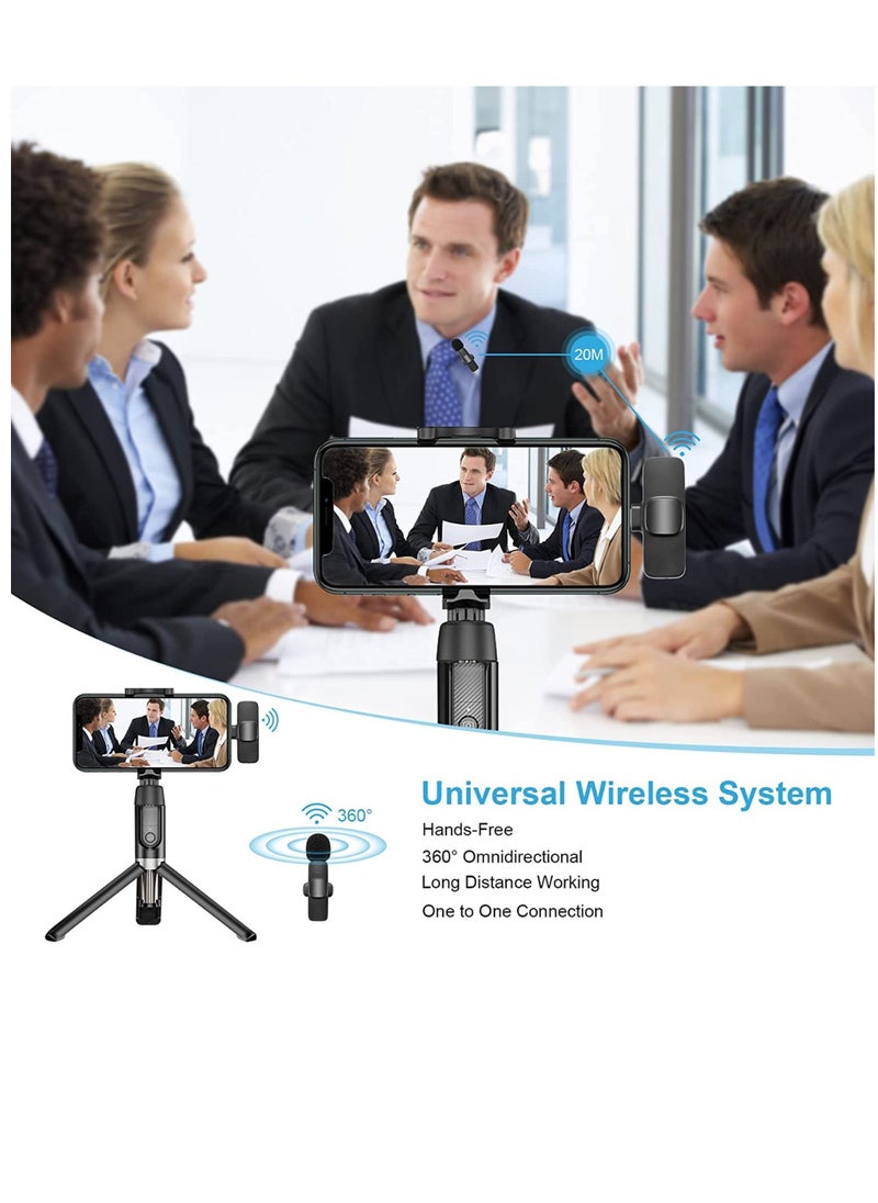 Wireless Lavalier Microphone for Type-C Phone, Plug-Play Wireless Mic with 2 Microphone for USB-C Android Phone Video Recording, Interview, Vlog, Auto Sync and Noise Reduction
