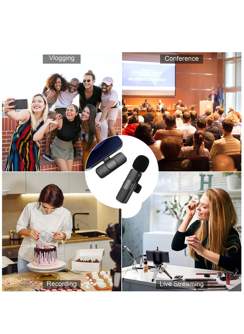 Wireless Lavalier Microphone for Type-C Phone, Plug-Play Wireless Mic with 2 Microphone for USB-C Android Phone Video Recording, Interview, Vlog, Auto Sync and Noise Reduction