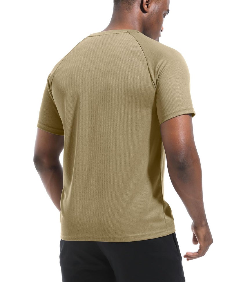Boyzn 1 Pack Dry Fit Tshirts Shirt for Men, Quick Dry Mesh Crew Neck T Shirt, Athletic Running Workout Short Sleeve Tee Top Khaki-M - Image 5