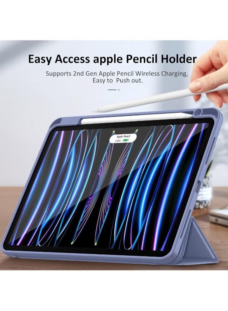 روك بو جديد آي باد برو 12.9 بوصة الهاتف المحمول حالة 2022 / 2021 / 2020 6 / 5 / 4 جيل مع حامل القلم الذكي آي باد الهاتف المحمول حالة دعم لمسة معرف و التنبيه التلقائي / النوم - Image 2