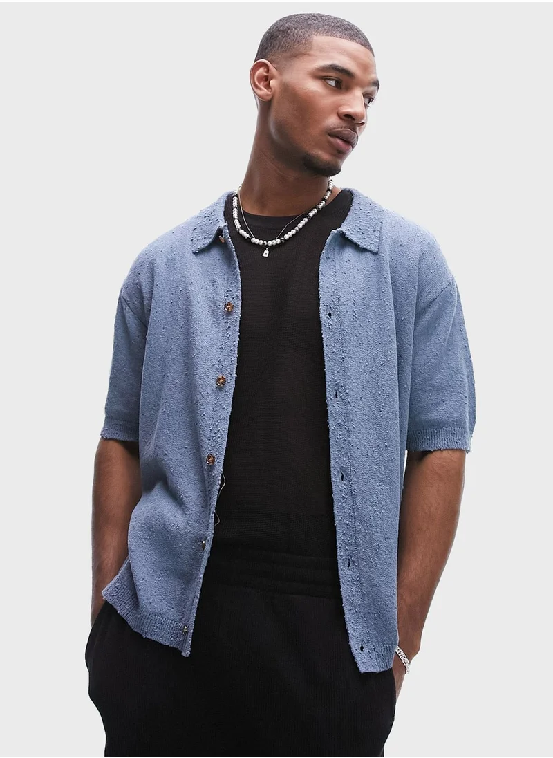 توب مان Nibbled knit Cardigan