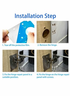 Generic Cabinet Hinge Repair Plate, Stainless Steel Kits with Mounting Screws Wooden for Protecting Furniture and Kitchen Cabinet(4 Half Hole)  - Image 5