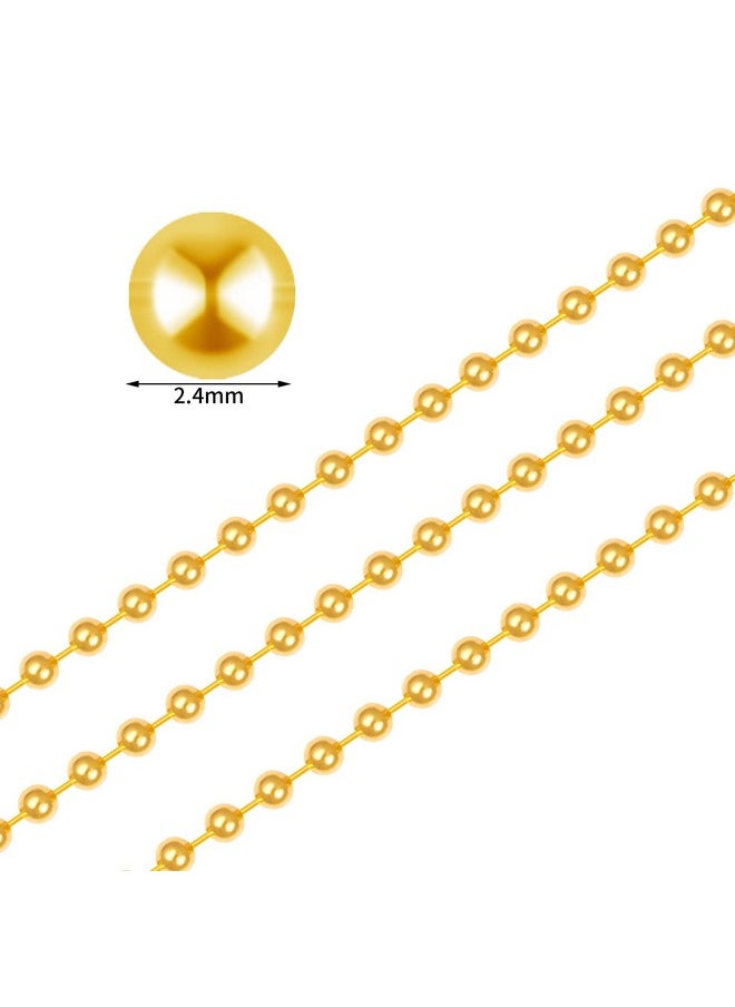 SUMERSHA - 30Pcs Ball Bead Chain, Sumersha 24 Inches Gold Plated Metal Ball Chain Necklace 2.4Mm Bead Adjustable Metal Pull Chain Extension Beaded Chain With Matching Connector Jewelry Findings - Image 1