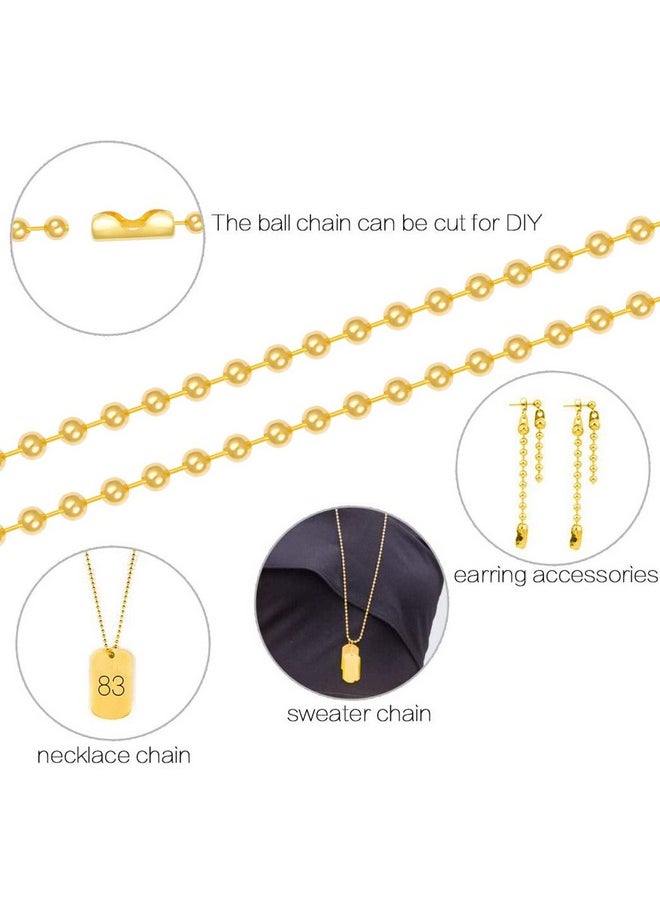 SUMERSHA - 30Pcs Ball Bead Chain, Sumersha 24 Inches Gold Plated Metal Ball Chain Necklace 2.4Mm Bead Adjustable Metal Pull Chain Extension Beaded Chain With Matching Connector Jewelry Findings - Image 1